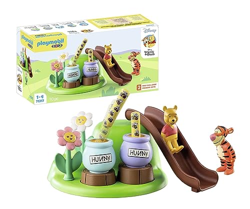 PLAYMOBIL 1.2.3 & Disney 71317 Winnies & Tiggers Bienengarten, Winnie Puuh, Lernspielzeug für Kleinkinder, Spielzeug für Kinder ab 12 Monaten von PLAYMOBIL