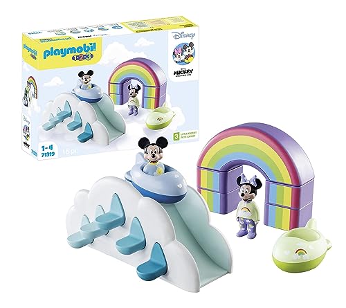 PLAYMOBIL 1.2.3 & Disney 71319 Mickys & Minnies Wolkenhaus, Micky Maus, Lernspielzeug für Kleinkinder, Spielzeug für Kinder ab 12 Monaten von PLAYMOBIL