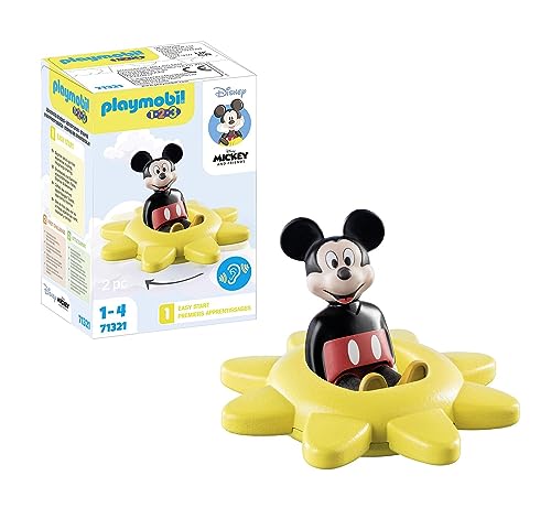 PLAYMOBIL 1.2.3 & Disney 71321 Mickys Drehsonne mit Rasselfunktion, Micky Maus, Lernspielzeug für Kleinkinder, Spielzeug für Kinder ab 12 Monaten von PLAYMOBIL