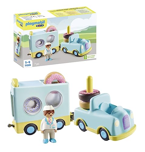 PLAYMOBIL 1.2.3: 71325 Verrückter Donut Truck mit Stapel- und Sortierfunktion, Lernspielzeug für Kleinkinder, Spielzeug für Kinder ab 12 Monaten von PLAYMOBIL