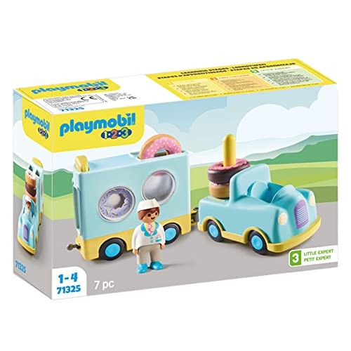 PLAYMOBIL 1.2.3: 71325 Verrückter Donut Truck mit Stapel- und Sortierfunktion, Lernspielzeug für Kleinkinder, Spielzeug für Kinder ab 12 Monaten von PLAYMOBIL