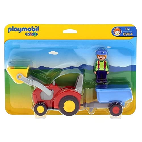 PLAYMOBIL 1.2.3 6964 Traktor mit Anhänger, Anhänger klappbar, Schippe anhebbar, ab 1,5 Jahren PLAYMOBIL 1.2.3 6964 Traktor mit Anhänger, Anhänger klappbar, Schippe anhebbar, ab 1,5 Jahren von PLAYMOBIL
