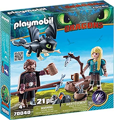 PLAYMOBIL DreamWorks Dragons 70040 Hicks und Astrid mit Babydrachen, ab 4 Jahren von PLAYMOBIL