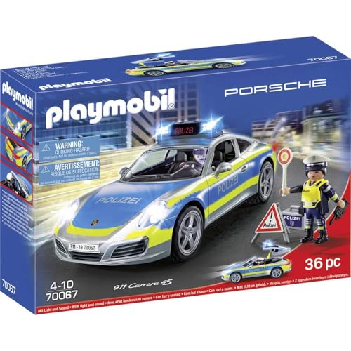 PLAYMOBIL City Action 70067 Porsche 911 Carrera 4S Polizei mit Polizei-Licht und Sound, Empfohlen ab 4 Jahren von PLAYMOBIL