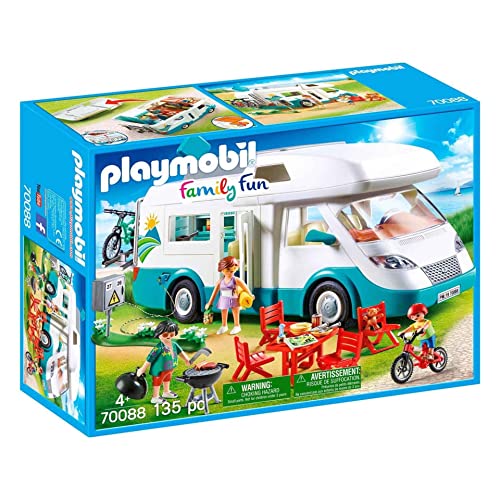 PLAYMOBIL Family Fun 70088 Familien-Wohnmobil mit abnehmbaren Dach und vielem Zubehör, Ab 4 Jahren von PLAYMOBIL