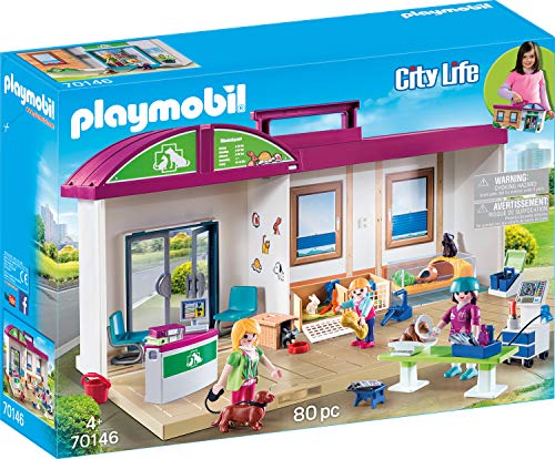 PLAYMOBIL City Life 70146 Mitnehm-Tierklinik mit Figuren, Tieren und Zubehör, ab 4 Jahren von PLAYMOBIL