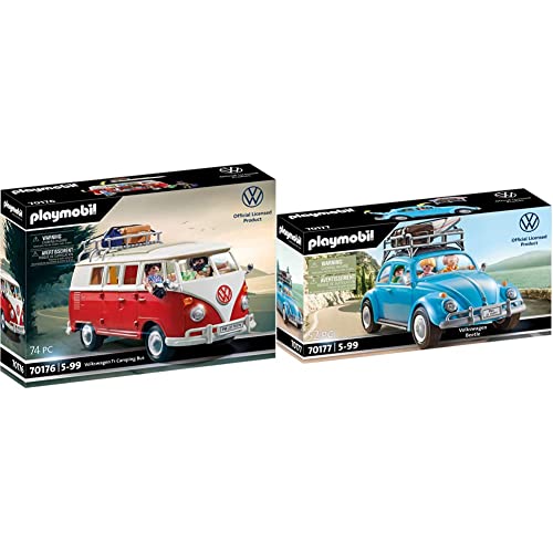 PLAYMOBIL 70176 Volkswagen T1 Camping Bus, ab 5 Jahren & 70177 Volkswagen Käfer, ab 5 Jahren von PLAYMOBIL