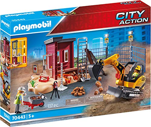 PLAYMOBIL City Action 70443 Construction: Small Excavator with Movable Bucket, with rotating attachment and fixable excavator arm, Toy for Children Ages 5+ von PLAYMOBIL
