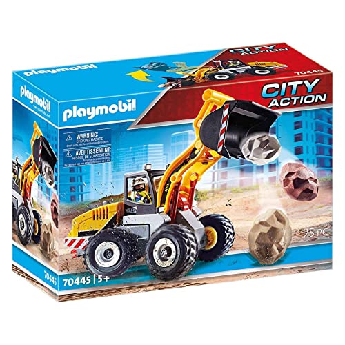 PLAYMOBIL City Action 70445 Construction Front End Loader with Movable Bucket with handle for moving and fixing the shovel, Toy for Children Ages 5+ von PLAYMOBIL