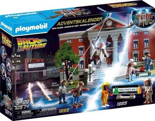 PLAYMOBIL Adventskalender 2021-70574 Back to The Future mit Sammelfiguren und Zubehörteilen der Science-Fiction-Triologie hinter jedem Türchen, 97-teilig, Ab 5 Jahren von PLAYMOBIL