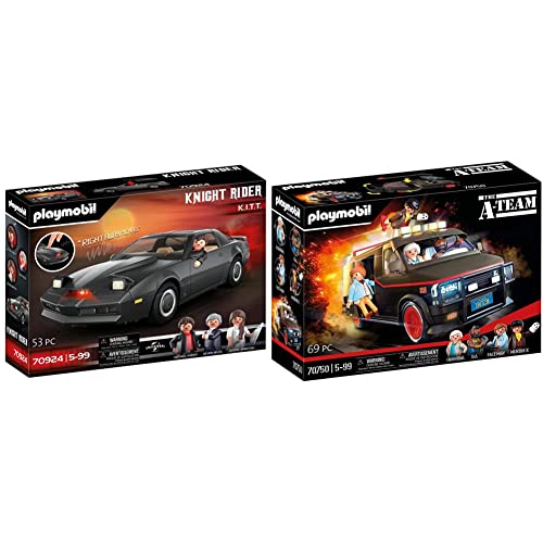 PLAYMOBIL 70924 Knight Rider - K.I.T.T., Mit original Licht und Sound & 70750 The A-Team Van - im ikonischen Design, Für A-Team Fans, Sammler und Kinder, 5-99 Jahre von PLAYMOBIL