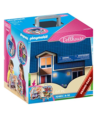 PLAYMOBIL Dollhouse 70985 Mitnehm-Puppenhaus mit Griff, Zusammenklappbar, Spielzeug für Kinder ab 4 Jahren von PLAYMOBIL