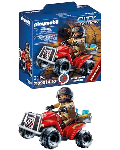 PLAYMOBIL City Action 71090 Feuerwehr-Speed Quad mit Rückzugsmotor, Spielzeug für Kinder ab 4 Jahren von PLAYMOBIL