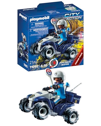 PLAYMOBIL City Action 71092 Polizei-Speed Quad mit Rückzugsmotor, Spielzeug für Kinder ab 4 Jahren von PLAYMOBIL