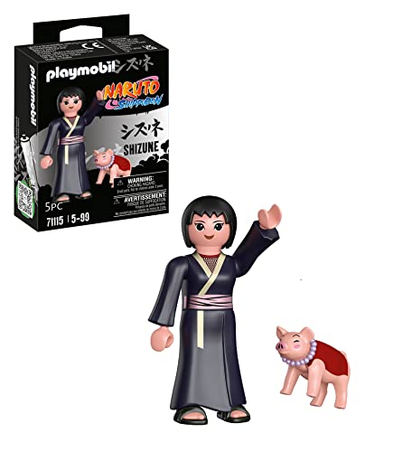 PLAYMOBIL Naruto Shippuden 71115 Shizune mit Glücksschwein Tonton, kreativer Spielspaß für Animefans mit tollen Details und authentischen Extras, 5-teilig, ab 5 Jahren von PLAYMOBIL