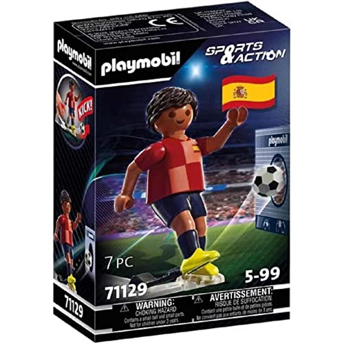 PLAYMOBIL Sports & Action 71129 Fußballspieler Spanien, mit Kickfunktion und Torwand, ab 5 Jahren von PLAYMOBIL