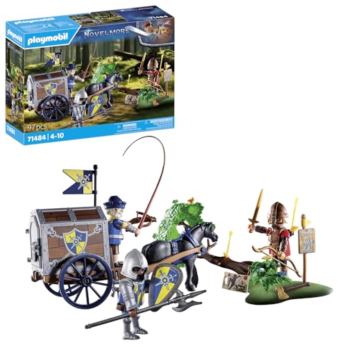 PLAYMOBIL Novelmore 71484 Überfall auf Transportwagen, gefährlicher Kampf um das Gold, Novelmore-Ritter vs. Burnham Raiders, Ritter-Spielzeug für Kinder ab 4 Jahren von PLAYMOBIL