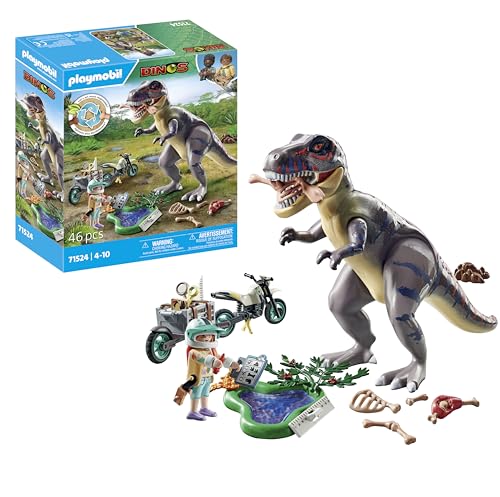 PLAYMOBIL Dinos 71524 T-Rex-Spurensuche, aufregende Suche nach dem Tyrannosaurus Rex, mit Motorrad, Kamera und echten Dino-Knochen, nachhaltiges Spielzeug für Kinder ab 4 Jahren von PLAYMOBIL