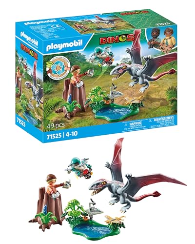 PLAYMOBIL Dinos 71525 Beobachtungsstation für Dimorphodon, inklusive Drohne mit Kamera sowie weiteren spannendes Accessoires, nachhaltiges Spielzeug für Kinder ab 4 Jahren von PLAYMOBIL