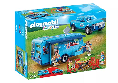 PLAYMOBIL Family Fun 9502 Pick-Up mit Wohnwagen, Ab 4 Jahren von PLAYMOBIL