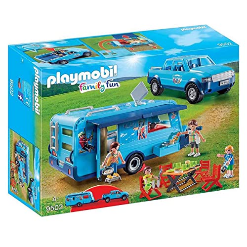 PLAYMOBIL Family Fun 9502 Pick-Up mit Wohnwagen, Ab 4 Jahren von PLAYMOBIL