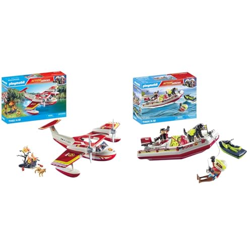 PLAYMOBIL Action Heroes 71463 Feuerwehrflugzeug mit Löschfunktion & Action Heroes 71464 Feuerwehrboot mit Aqua Scooter PLAYMOBIL Action Heroes 71463 Feuerwehrflugzeug mit Löschfunktion & Action Heroes 71464 Feuerwehrboot mit Aqua Scooter von PLAYMOBIL