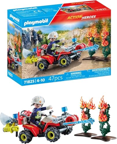 PLAYMOBIL | Action Heroes | Feuerwehr Quad löscht Heckenbrand | Feuerwehrauto | Spielzeug für Kinder ab 4 Jahren | 71825 von PLAYMOBIL