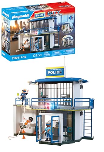 PLAYMOBIL | Action Heroes | Polizeiwache mit Fahndungsraum | Actionreiches Polizei-Spielzeug | Mit vielen spannenden Details | Für Kinder ab 4 Jahren | 71874 von PLAYMOBIL