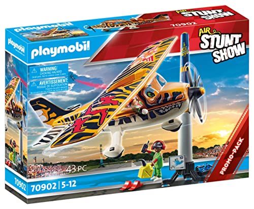 PLAYMOBIL Air Stuntshow 70902 Air Stuntshow Propeller-Flugzeug Tiger mit beweglichem Propeller und platzbietend für 2 Figuren, ab 5 Jahren von PLAYMOBIL