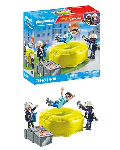 PLAYMOBIL Action Heroes 71465 Feuerwehrleute mit Luftkissen, Lebensretter im Einsatz, mit zahlreichen Extras wie Helmen, Megafon und Feuerlöscher, detailreiches Spielzeug für Kinder ab 4 Jahren von PLAYMOBIL