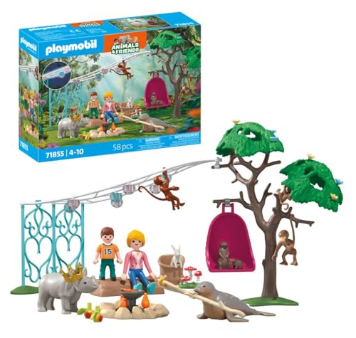 PLAYMOBIL | Animals & Friends | Lustige Geburtstagsparty | Spielzeug ab 4 Jahren | Geschenk für Kinder | Fördert Kreativität & Umgang mit Tieren | Mit leuchtender Girlande im Dunkeln & Zubehör | 71855 von PLAYMOBIL