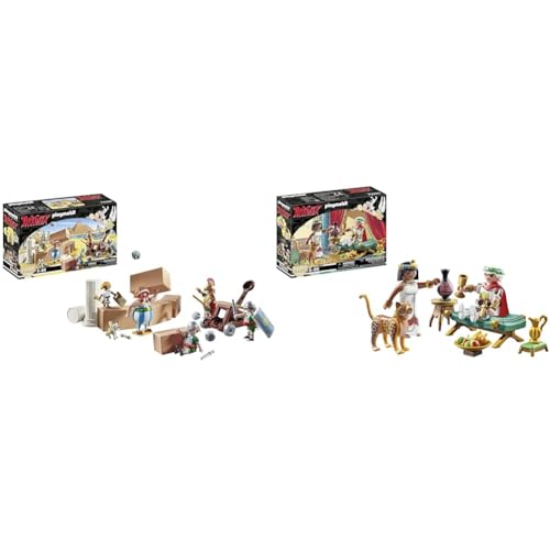 PLAYMOBIL Asterix 71268 Numerobis und die Schlacht um den Palast & Asterix 71270 Cäsar und Kleopatra, Leopard und eine Chaiselongue von PLAYMOBIL