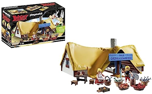 PLAYMOBIL Asterix 71266 Hütte des Verleihnix, Fischhändler Verleihnix und Seine Frau Jellosubmarine, Spielzeug für Kinder ab 5 Jahren von PLAYMOBIL
