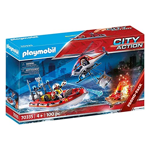 PLAYMOBIL City Action 70335 - Feuerwehreinsatz mit Heli und Boot, ab 4 Jahren von PLAYMOBIL