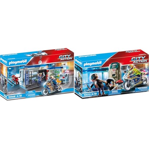 PLAYMOBIL City Action 70568 Polizei: Flucht aus dem Gefängnis, Für Kinder von 4 - 10 Jahre & City Action 70572 Polizei-Motorrad: Verfolgung des Geldräubers, Für Kinder von 4-10 Jahre PLAYMOBIL City Action 70568 Polizei: Flucht aus dem Gefängnis, Für Kinder von 4 - 10 Jahre & City Action 70572 Polizei-Motorrad: Verfolgung des Geldräubers, Für Kinder von 4-10 Jahre von PLAYMOBIL