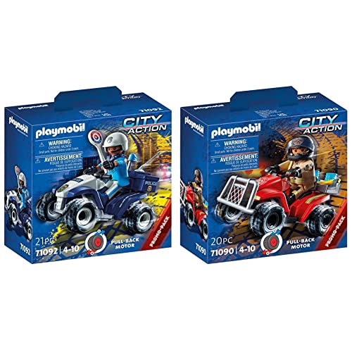 PLAYMOBIL City Action 71092 Polizei-Speed Quad mit Rückzugsmotor, Spielzeug für Kinder ab 4 Jahren & City Action 71090 Feuerwehr-Speed Quad mit Rückzugsmotor, Spielzeug für Kinder ab 4 Jahren PLAYMOBIL City Action 71092 Polizei-Speed Quad mit Rückzugsmotor, Spielzeug für Kinder ab 4 Jahren & City Action 71090 Feuerwehr-Speed Quad mit Rückzugsmotor, Spielzeug für Kinder ab 4 Jahren von PLAYMOBIL