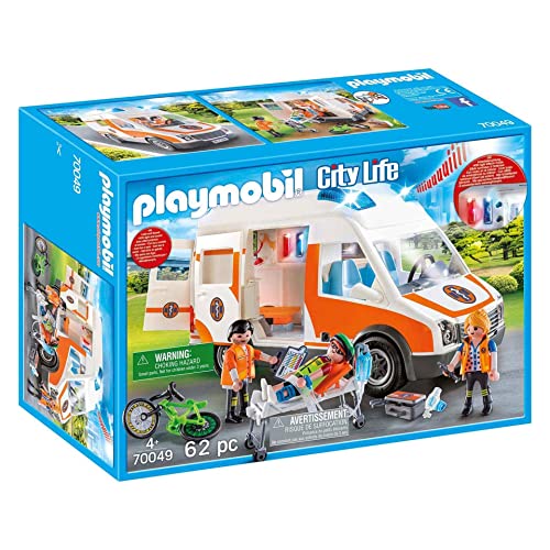 PLAYMOBIL City Life 70049 Rettungswagen mit Licht und Sound, Ab 4 Jahren von PLAYMOBIL
