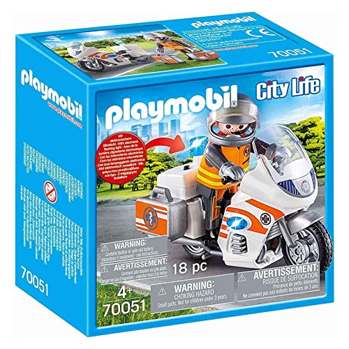 PLAYMOBIL City Life 70051 Notarzt-Motorrad mit Blinklicht, Ab 4 Jahren von PLAYMOBIL
