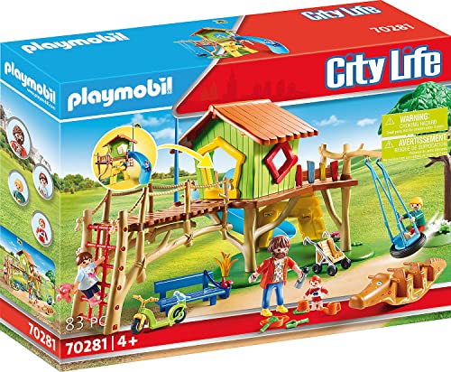 PLAYMOBIL City Life 70281 Abenteuerspielplatz mit Kletterwand, Reifenschaukel und Rutsche, Ab 4 Jahre von PLAYMOBIL