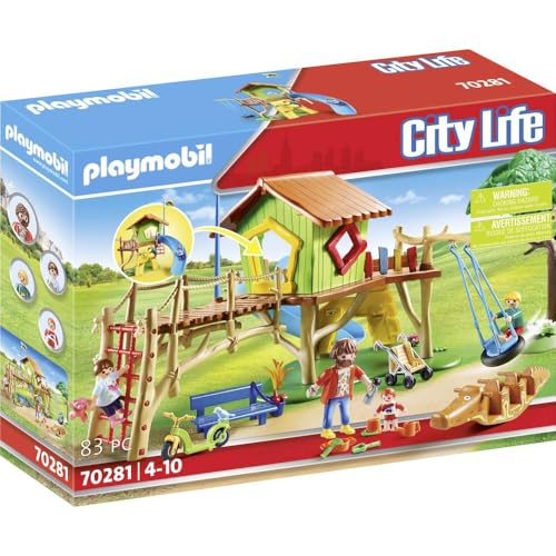 PLAYMOBIL City Life 70281 Abenteuerspielplatz mit Kletterwand, Reifenschaukel und Rutsche, Ab 4 Jahre von PLAYMOBIL