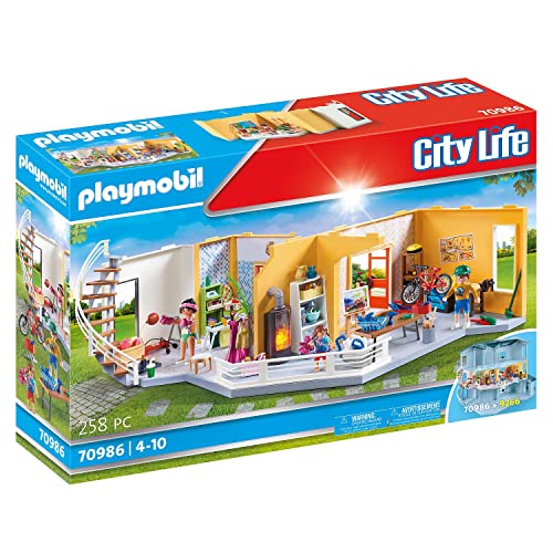 PLAYMOBIL City Life 70986 Etagenerweiterung Wohnhaus, Mit Lichteffekt, Spielzeug für Kinder ab 4 Jahren von PLAYMOBIL