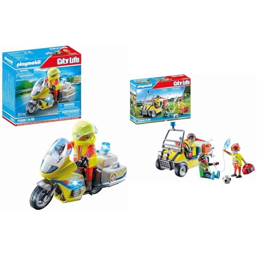 PLAYMOBIL City Life 71205 Notarzt-Motorrad mit Blinklicht, Spielzeug für Kinder ab 4 Jahren & City Life 71204 Rettungscaddy, Spielzeug für Kinder ab 4 Jahren PLAYMOBIL City Life 71205 Notarzt-Motorrad mit Blinklicht, Spielzeug für Kinder ab 4 Jahren & City Life 71204 Rettungscaddy, Spielzeug für Kinder ab 4 Jahren von PLAYMOBIL