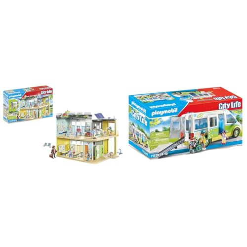 PLAYMOBIL City Life 71327 Große Schule mit beweglicher Tafel, ab 5 Jahren & City Life 71329 Schulbus, Großer Schulbus mit Schiebetür PLAYMOBIL City Life 71327 Große Schule mit beweglicher Tafel, ab 5 Jahren & City Life 71329 Schulbus, Großer Schulbus mit Schiebetür von PLAYMOBIL