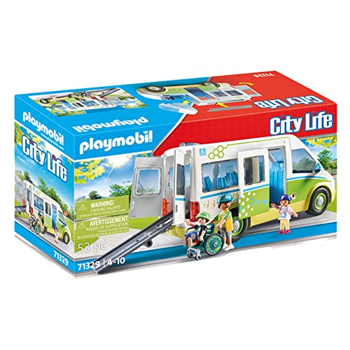 PLAYMOBIL City Life 71329 Schulbus, Großer Schulbus mit Schiebetür, Faltbare Rampe für den Rollstuhl und Platz für 5 Figuren, Spielzeug für Kinder ab 4 Jahren von PLAYMOBIL