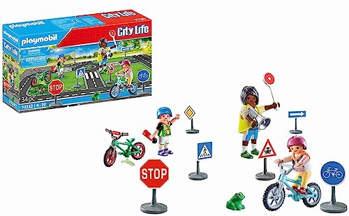 PLAYMOBIL City Life 71332 Fahrradparcours, Verkehrserziehung, Fahrrädern Verkehrszeichen und mehr, Spielzeug für Kinder ab 4 Jahren von PLAYMOBIL
