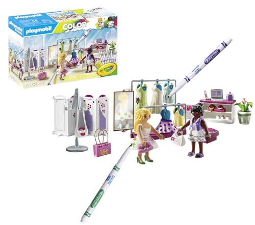 PLAYMOBIL Color 71372 Fashionboutique, kreatives Design für Verschiedene Kleidungsstile, mit wasserlöslichen Stiften, Schwamm und zahlreichem Zubehör, künstlerisches Spielzeug für Kinder ab 5 Jahren von PLAYMOBIL