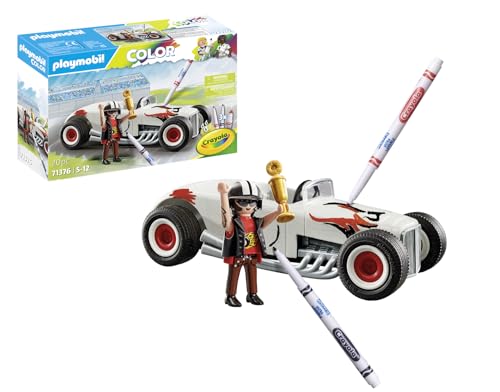 PLAYMOBIL Color 71376 Rennauto, kreativer Farbspaß für Autofans, mit wasserlöslichen Stiften, Schwamm und zahlreichem Zubehör, künstlerisches Spielzeug für Kinder ab 5 Jahren von PLAYMOBIL