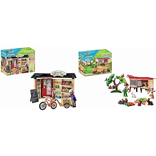 PLAYMOBIL Country 71250 24-Stunden-Hofladen, Fahrrad mit Anhänger & Country 71252 Kaninchenstall, Tiere für den Bio-Bauernhof, Nachhaltiges Spielzeug für Kinder ab 4 Jahren PLAYMOBIL Country 71250 24-Stunden-Hofladen, Fahrrad mit Anhänger & Country 71252 Kaninchenstall, Tiere für den Bio-Bauernhof, Nachhaltiges Spielzeug für Kinder ab 4 Jahren von PLAYMOBIL