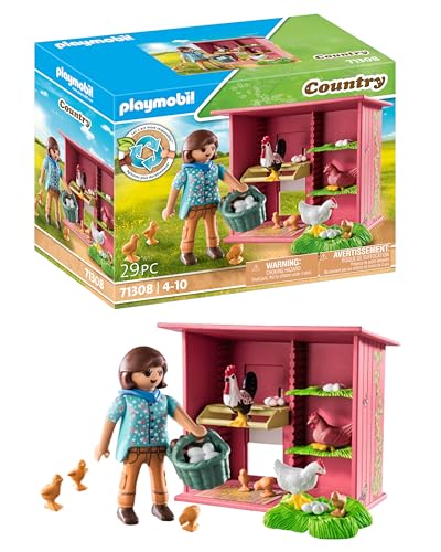 PLAYMOBIL Country 71308 Hühner mit Küken, e Hühnerfamilie für deinen Bauernhof - Hühnerstall mit Hahn, Hennen und Küken, Spielzeug für Kinder ab 4 Jahren von PLAYMOBIL