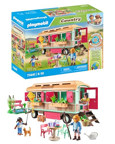 PLAYMOBIL Country 71441 Gemütliches Bauwagencafé, spielerisches Lernen mit liebevoll gestaltetem Bauwagen, detailreicher Austattung und einem Gänseteich, nachhaltiges Spielzeug für Kinder ab 4 Jahren von PLAYMOBIL